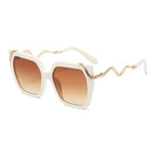 Retro Square Snake Pattern Temple Sunglasses - Viexta