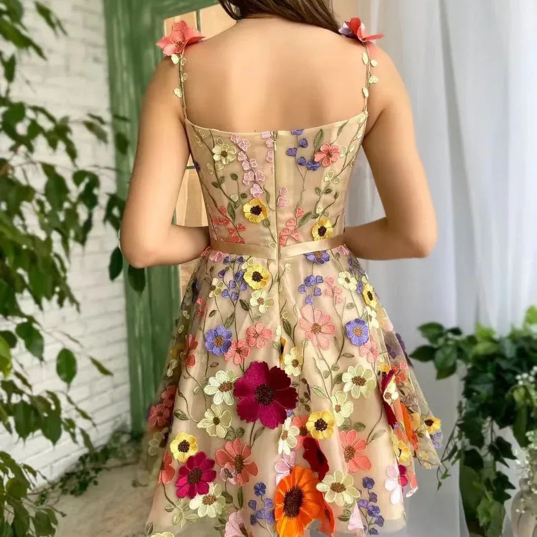 Flower Embroidery Summer Dress - Viexta