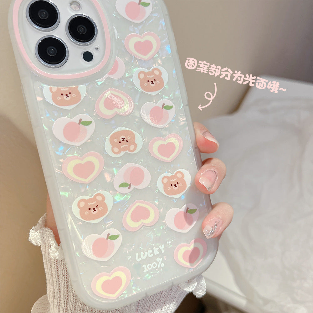 Peach Love Bear Phone Case with Charm