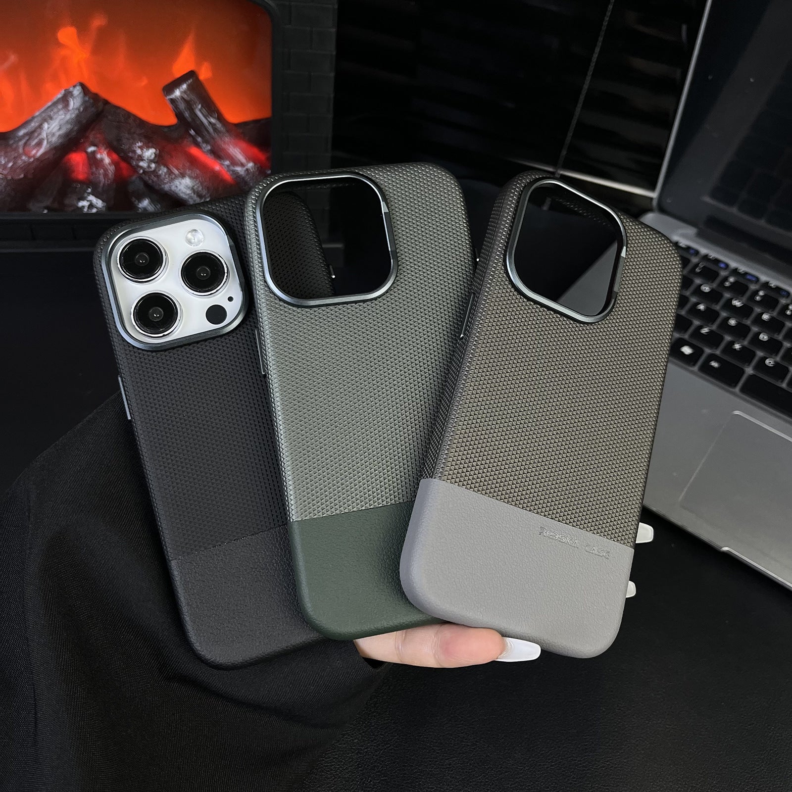 Dragon Scale Texture Stitching Leather iPhone Case