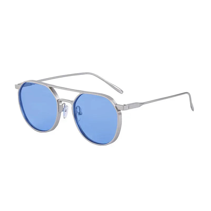 Metal Double Beam Vintage Sunglasses - Viexta