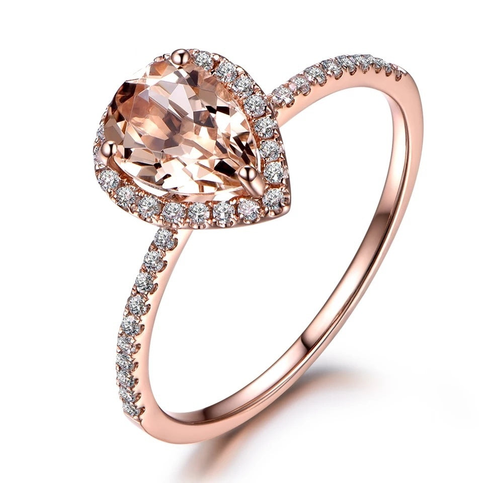 18K Rose Gold Plated Pink Crystal Ring