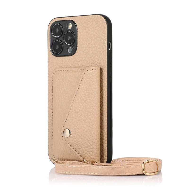 Solid Color Litchi Coin Purse iPhone Case - Viexta