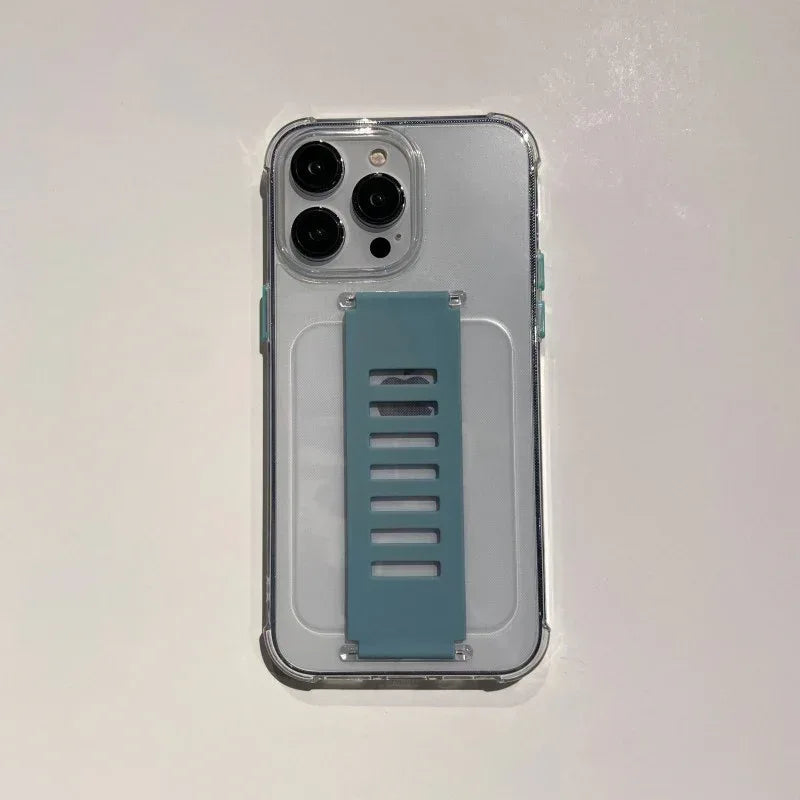 Transparent Case Wrist Strap Bracket Non-slip iPhone Case - Viexta