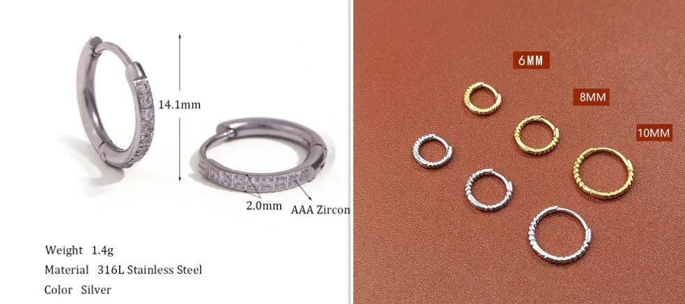 Rounded Edge Zircon Earrings - Viexta