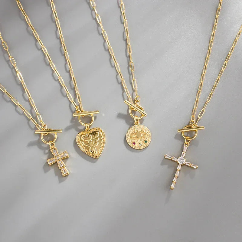 micro-inlaid-zircon-gold-plated-necklace - Viexta