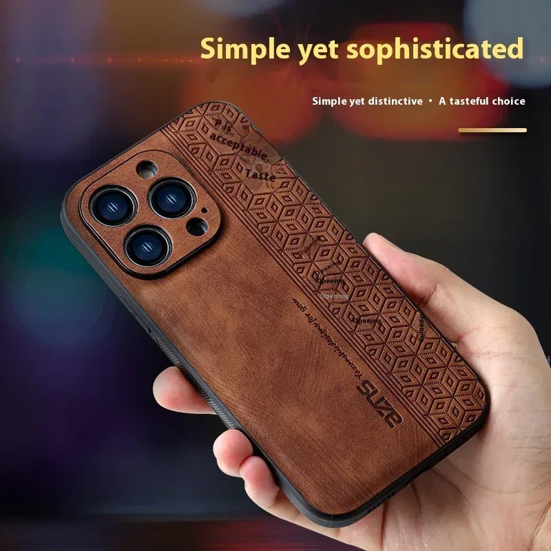 Leather Pattern Drop-resistant Business iPhone Case - Viexta