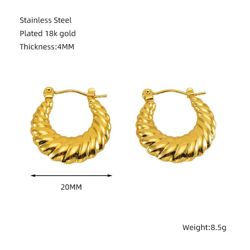Titanium Steel Round Twist Stud Earrings - Viexta