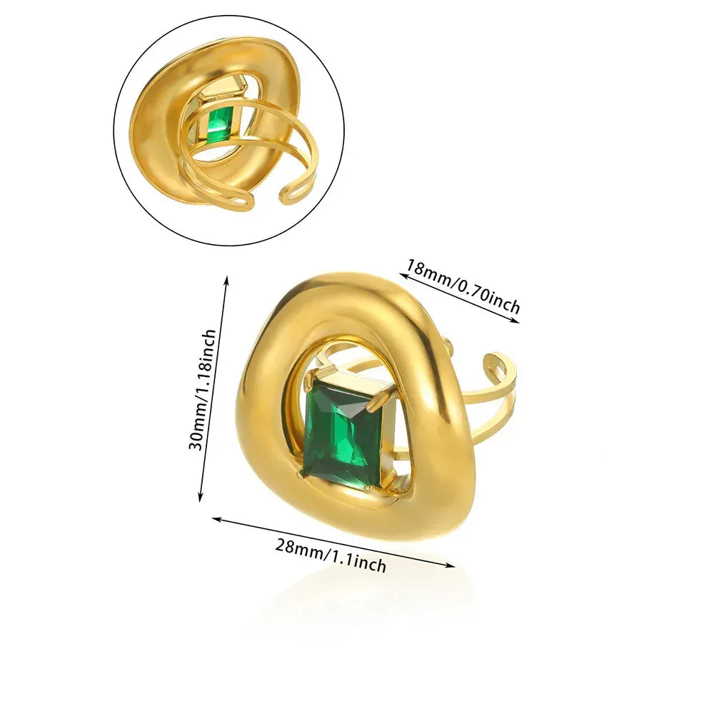 Stainless Steel Pearl Zircon Ring For Women - Viexta