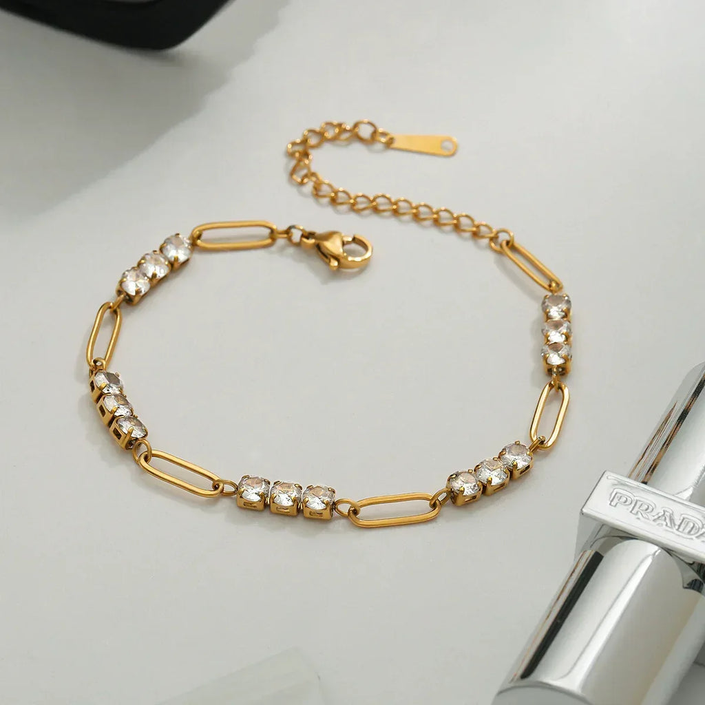 Stainless Steel Diamond Tennis Chain Women's Bracelet - Viexta