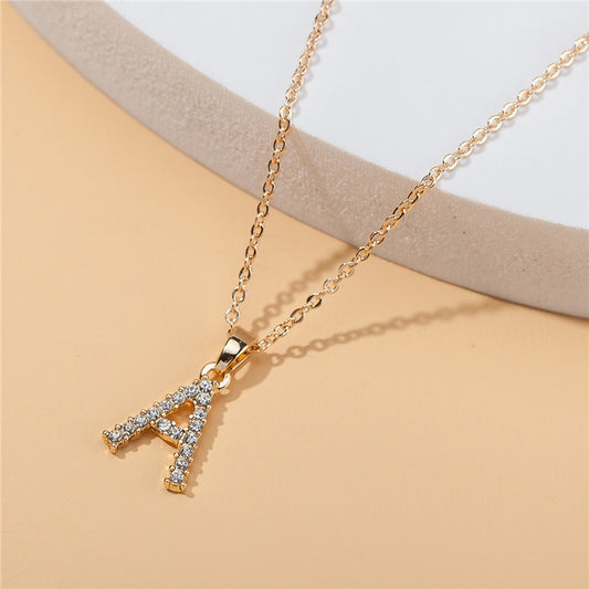 18k 26 Golden English Letter Pendant Clavicle Chain