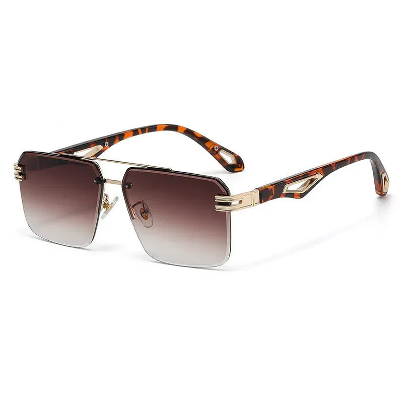Frameless Cut-Edge Double-Bridge Sunglasses - Viexta
