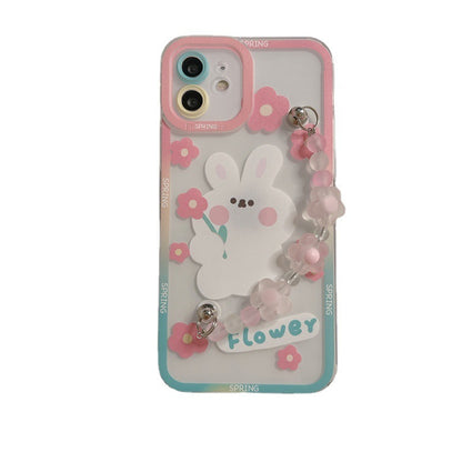 Flower Rabbit Chain Transparent iPhone Case