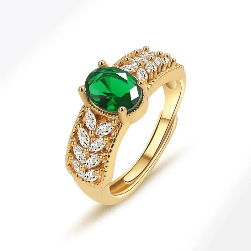 Hollow Pattern Colored Gems Blue Corundum Ring - Viexta