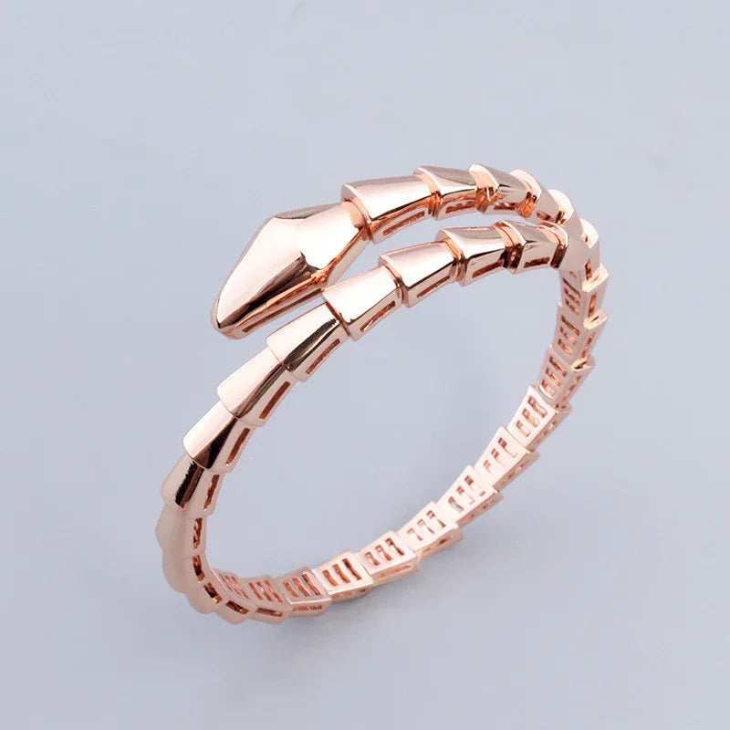 Elegant Snake Bracelet Ring Set Glossy Simple - Viexta