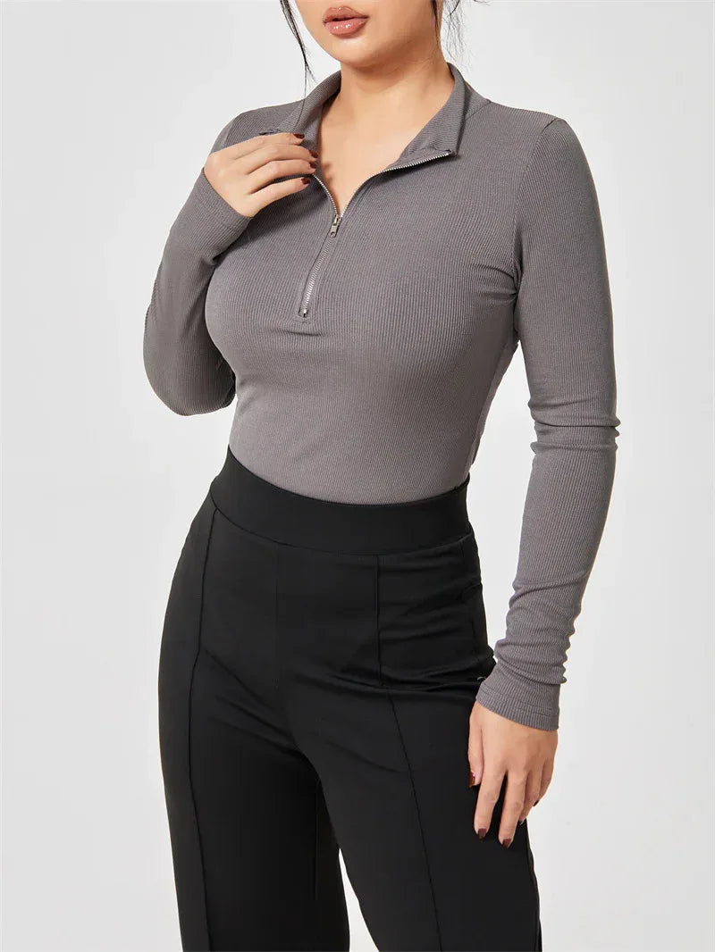 Fashion Long Sleeve Zipper Jumpsuit - Viexta
