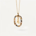 Colored Rhinestone Alphabet Necklace - Viexta