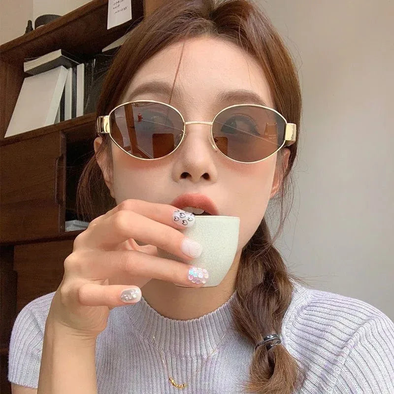 American Personalized Oval Metal Sunglasses - Viexta