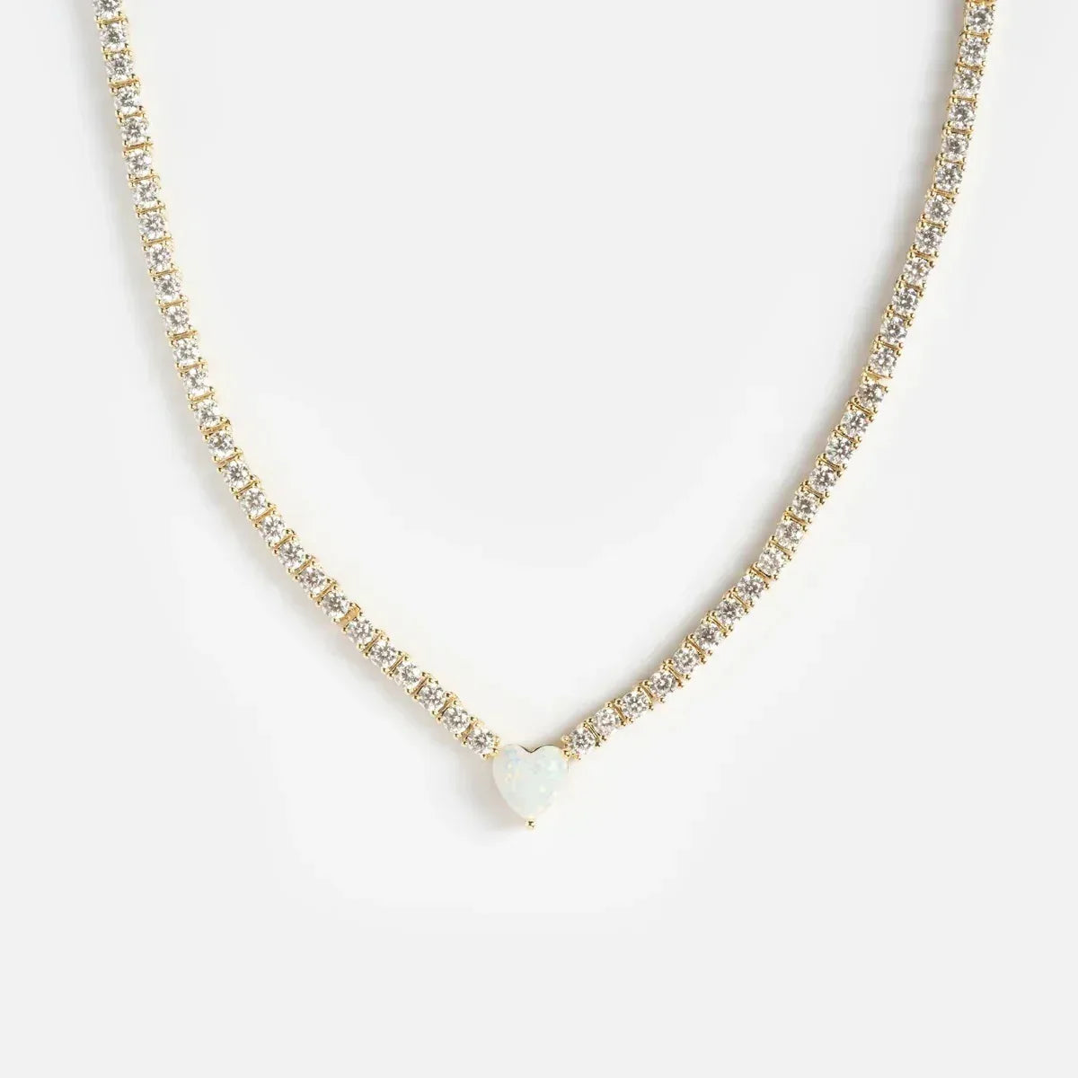 Opal Moon Necklace Diamond Inlaid Clavicle Chain - Viexta