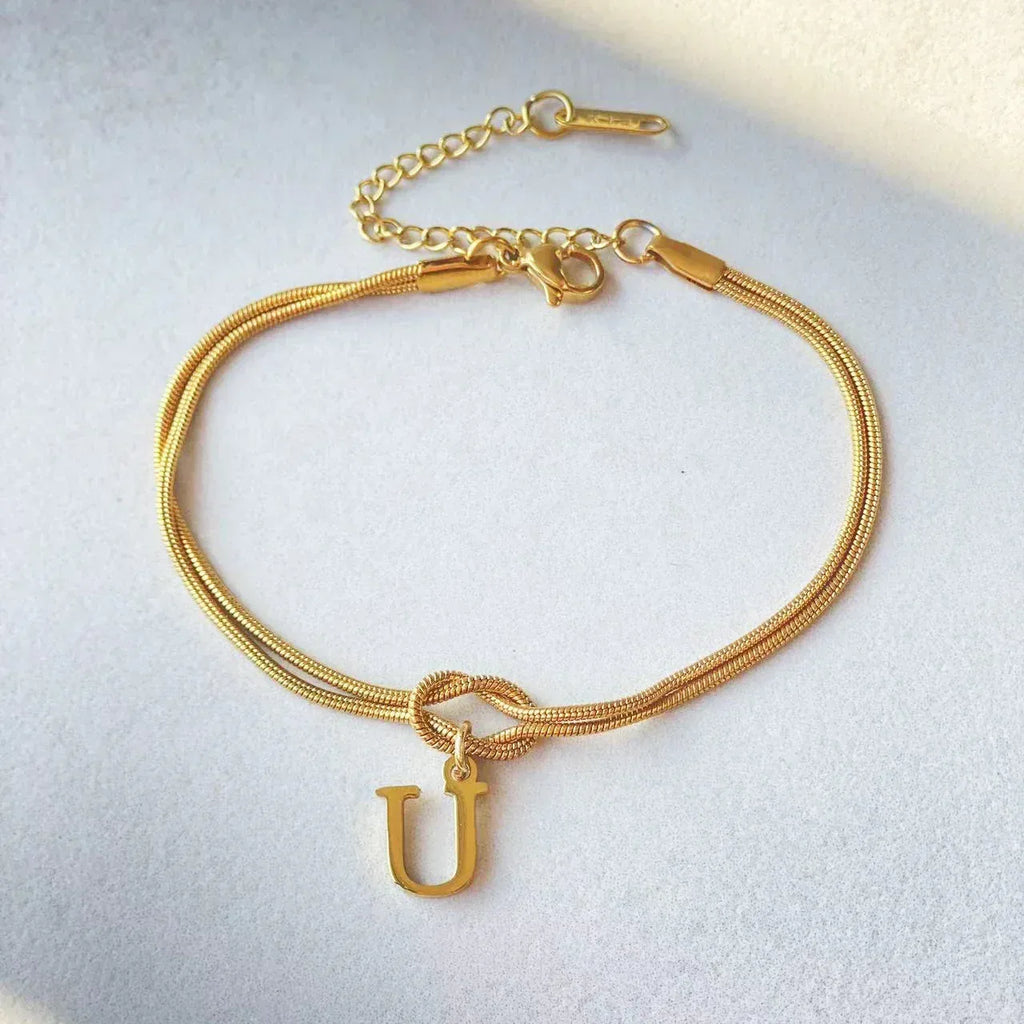 stainless-steel-26-letter-pendant-bracelet - Viexta