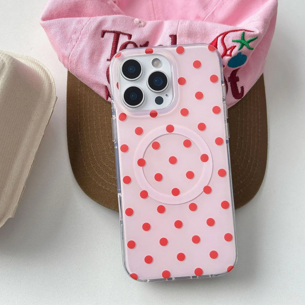 Polka Dot Magnetic Bracket iPhone Case - Viexta