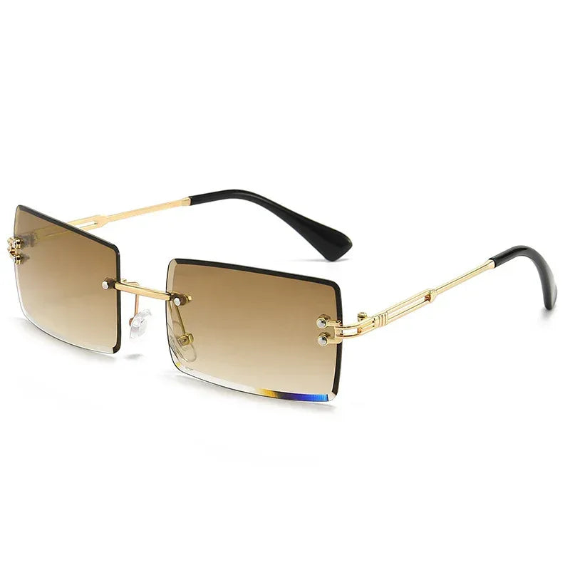 Women's Fashionable Rimless Cut Edge Gradient Sunglasses - Viexta