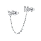 Women's Zircon Butterfly Alphabet One Piece Stud Earrings - Viexta