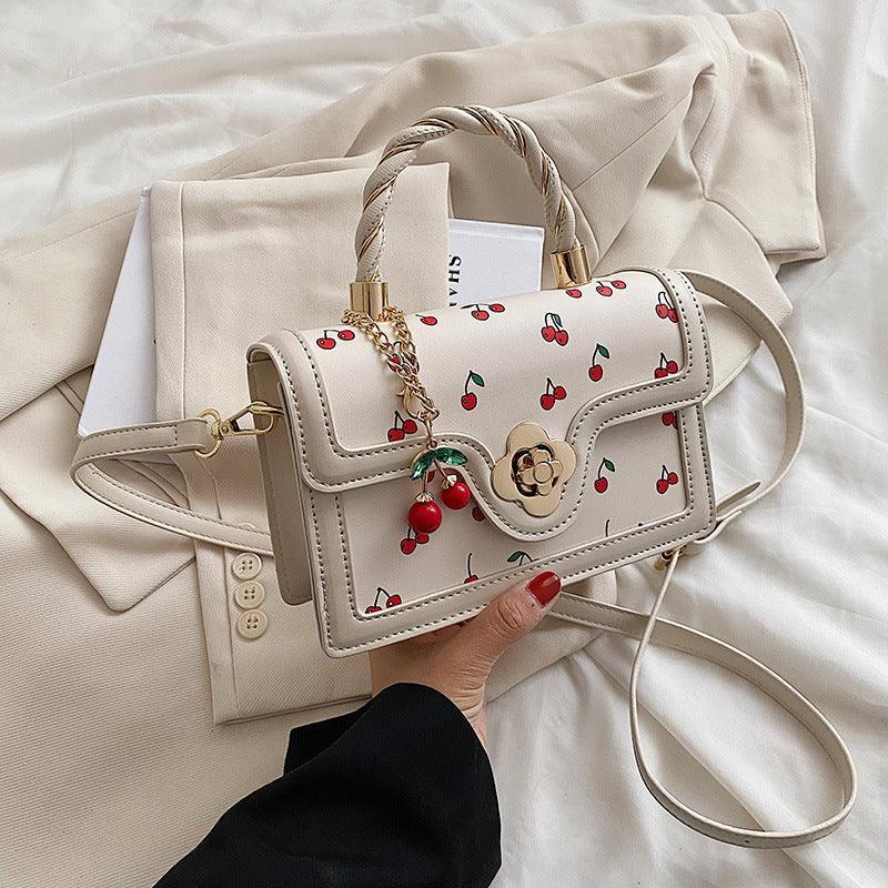 Cute Cherry Twist Portable Small Square Bag - Viexta