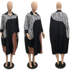 Plus Size Loose Multicolor Batwing Sleeve Shirt Dress - Viexta
