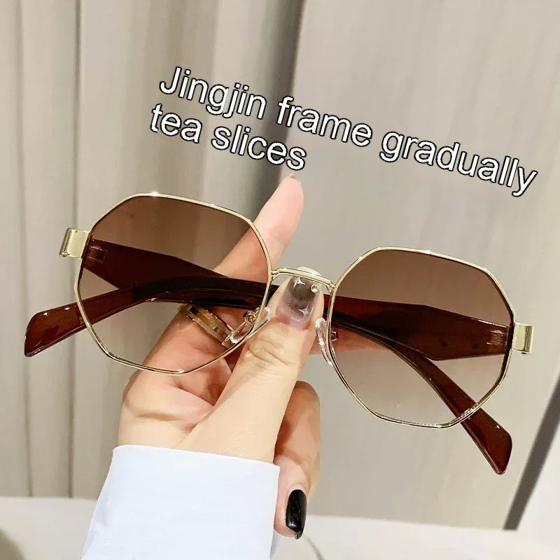Square Polygon Metal Sunglasses - Viexta
