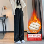 Thick Lambskin Women's Wide-leg Pants Autumn And Winter Loose - Viexta