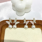 Pearl Zircon Bow Earrings - Viexta