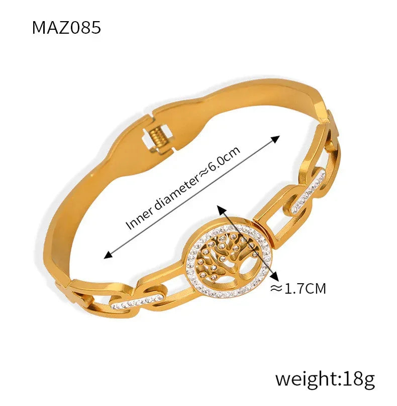 Hollow Jeweled Titanium Steel Gold-plated Bracelet - Viexta