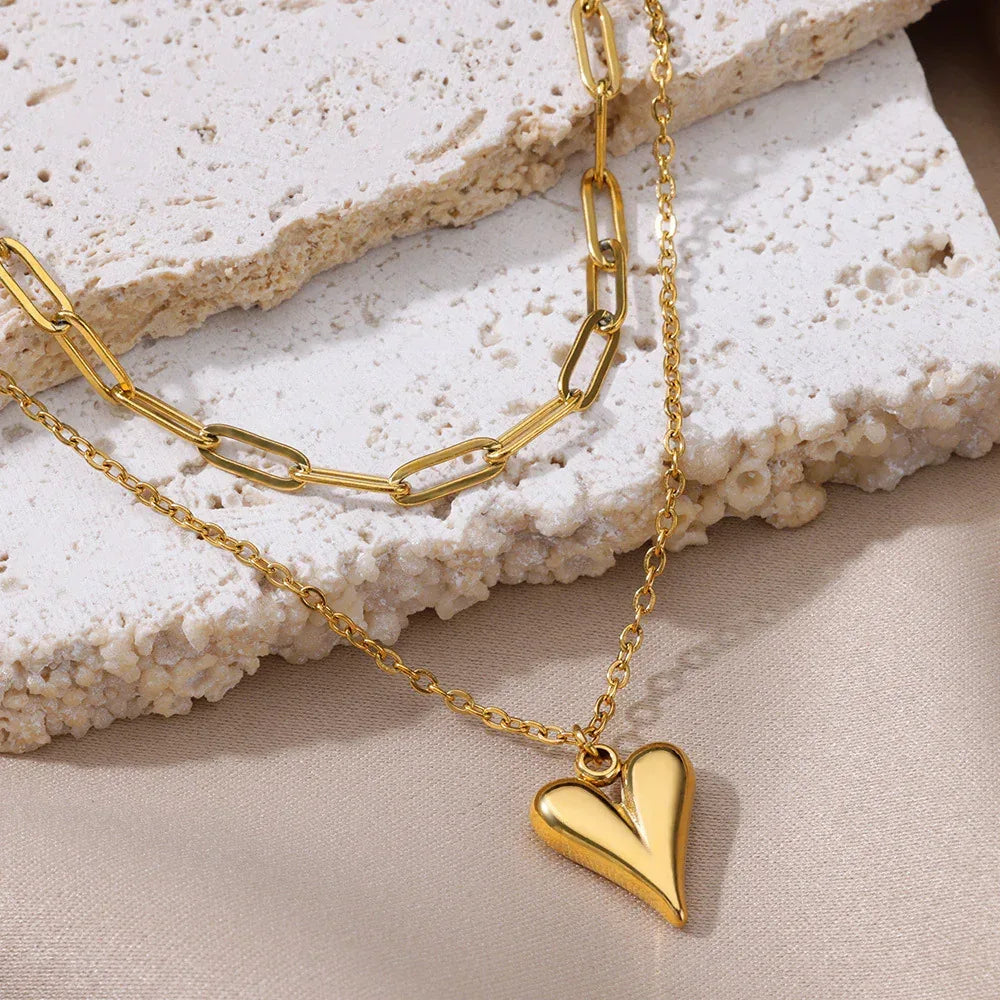 Golden Love Double-layer Necklace - Viexta