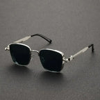 Vintage-style Square Metal Sunglasses With A Personalized Touch - Viexta