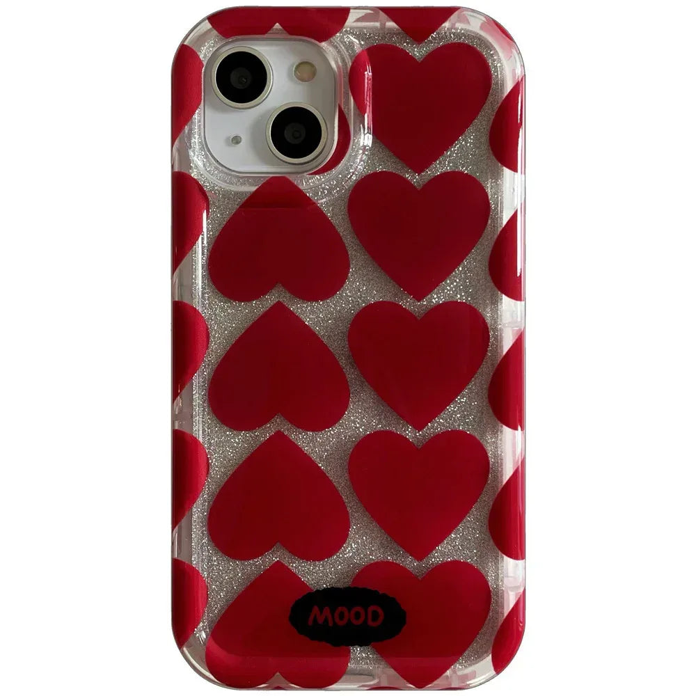 Transparent Hollowed Out Red Love iPhone Case - Viexta