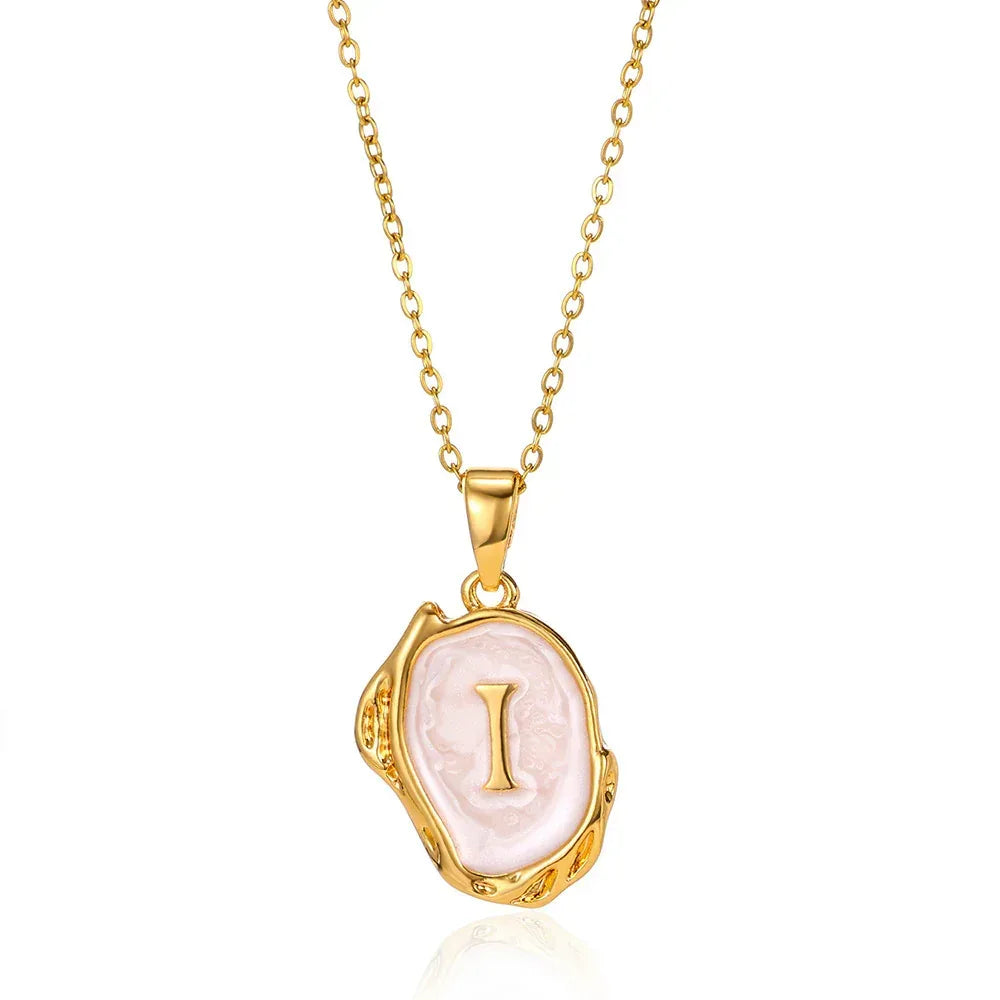 Simple 26 Letters Drop Oil Three-dimensional Necklace - Viexta