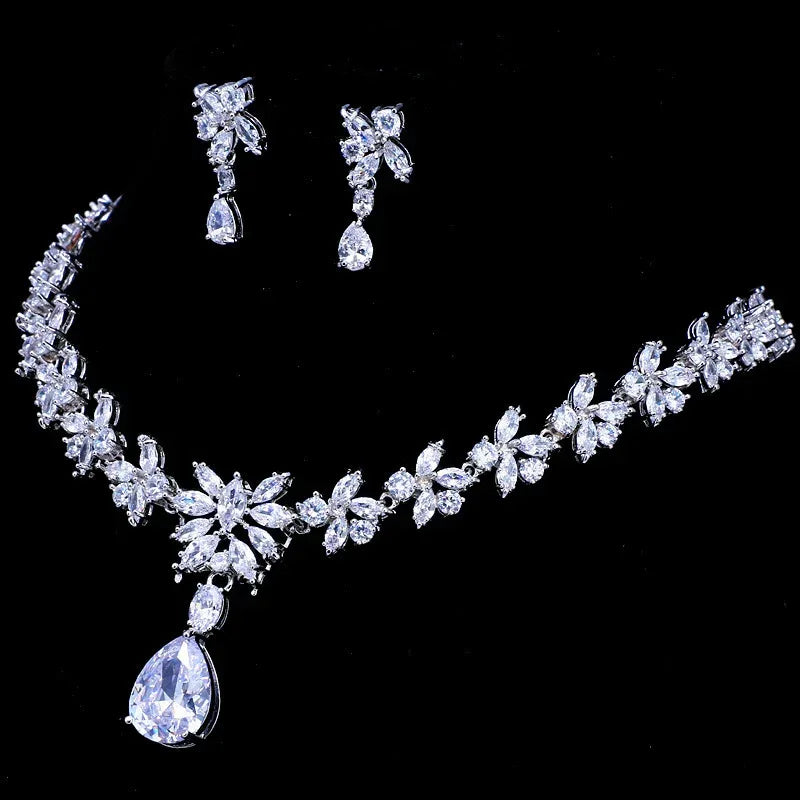 exquisite-zircon-diamond-necklace-earring-set - Viexta