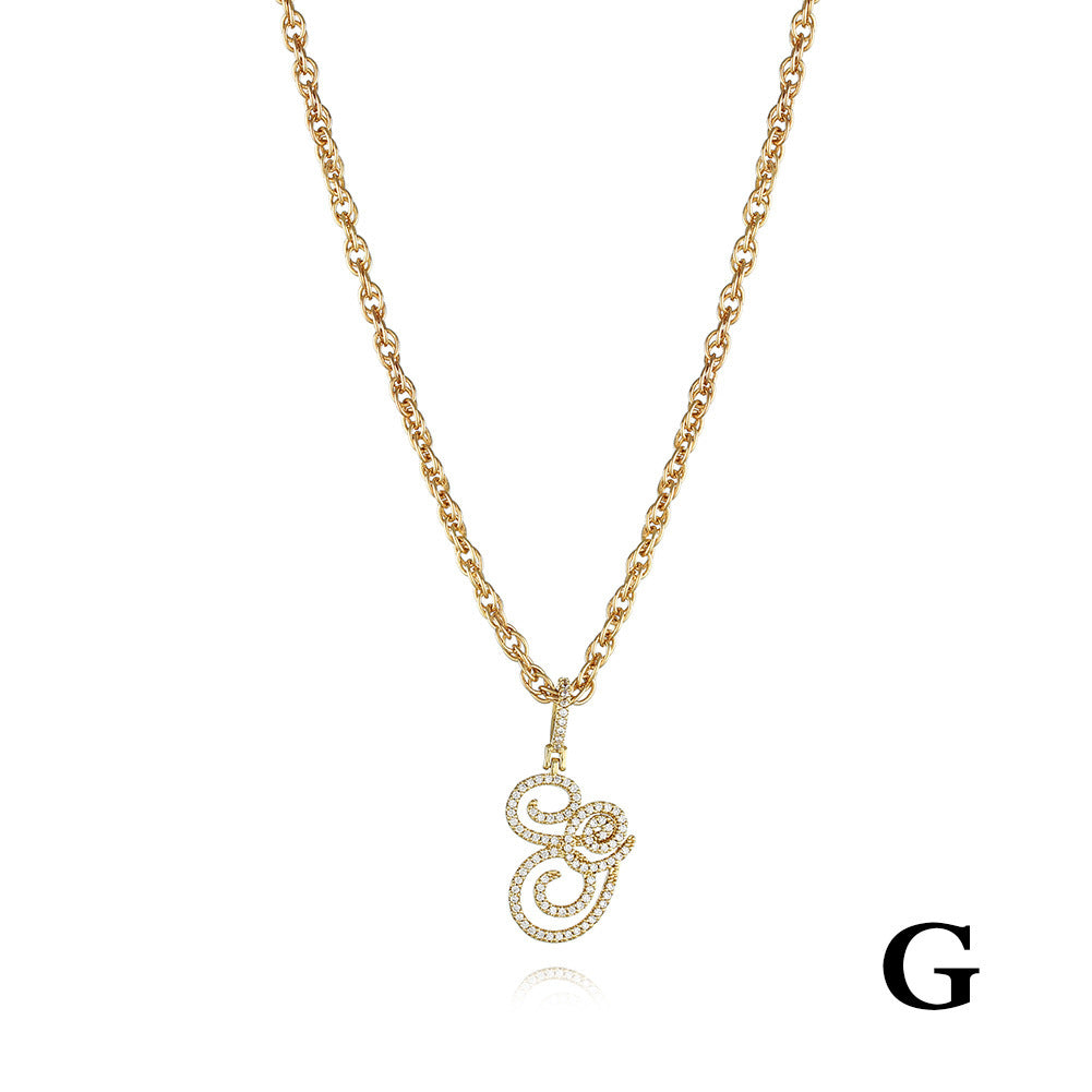 26 Letter Zircon 18k Gold Necklace