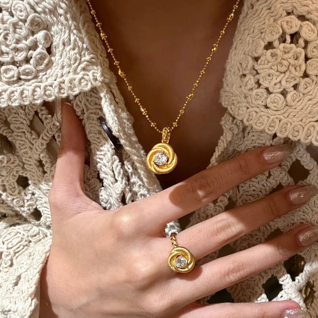 Romantic Mobius Brushed Rose Pendant