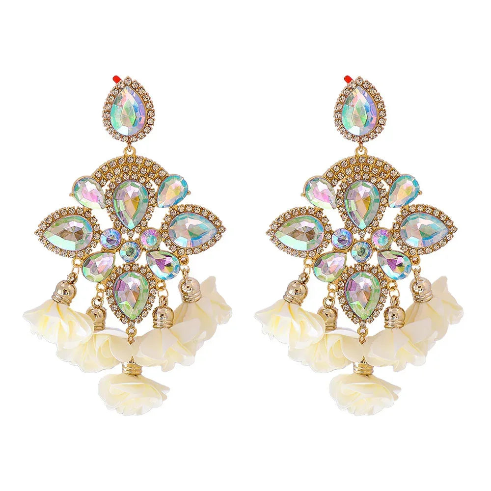 Bohemia Color Diamond Flower Earrings - Viexta