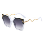 Retro Square Snake Pattern Temple Sunglasses - Viexta