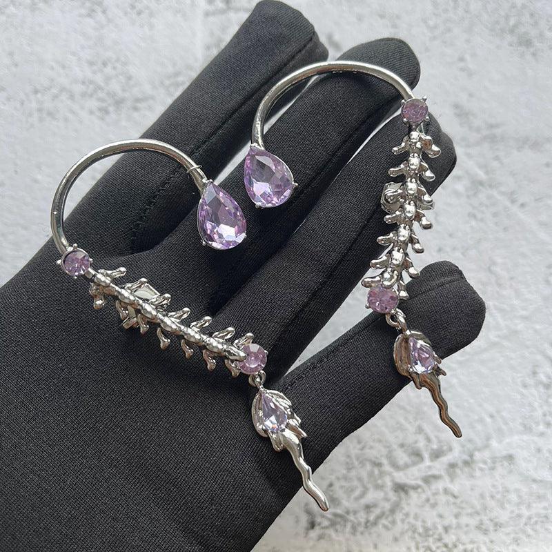 S925 Silver Needle Wheat Ear Asymmetric Earrings - Viexta