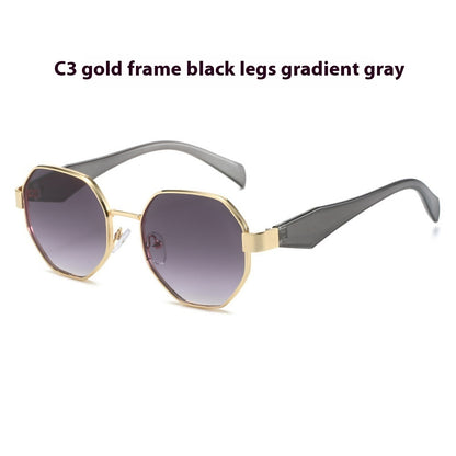 Polygonal Wide Metal Large Rim Sunglasses