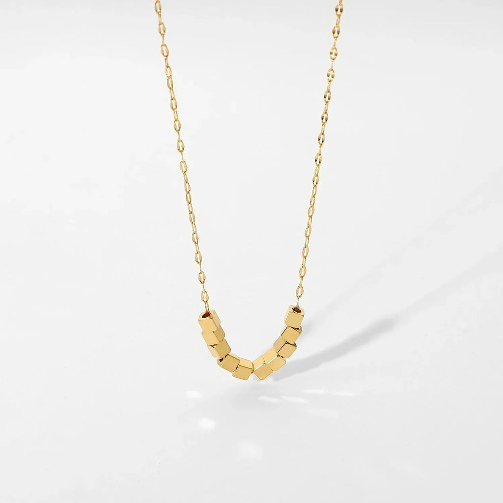 14K Gold-Plated Square Pendant Neckpiece - Viexta