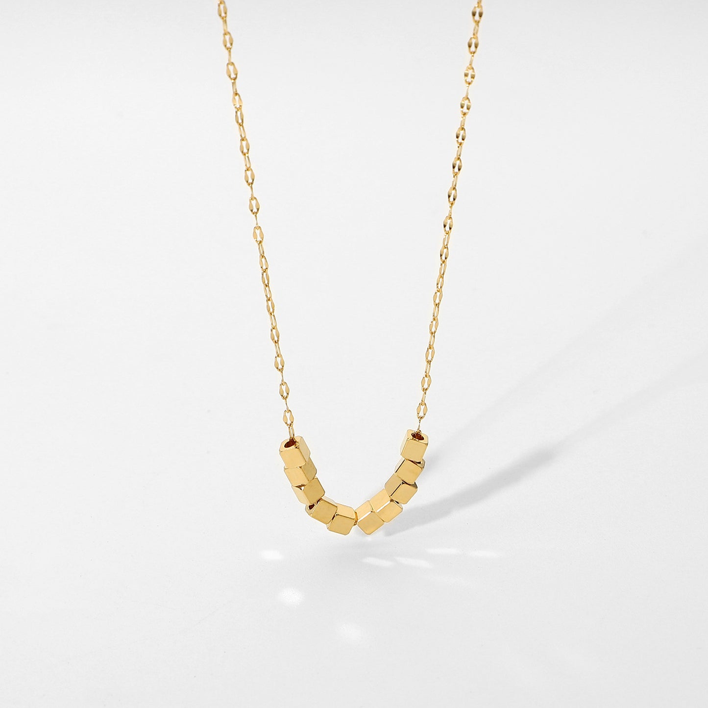 14K Gold-Plated Square Pendant Neckpiece