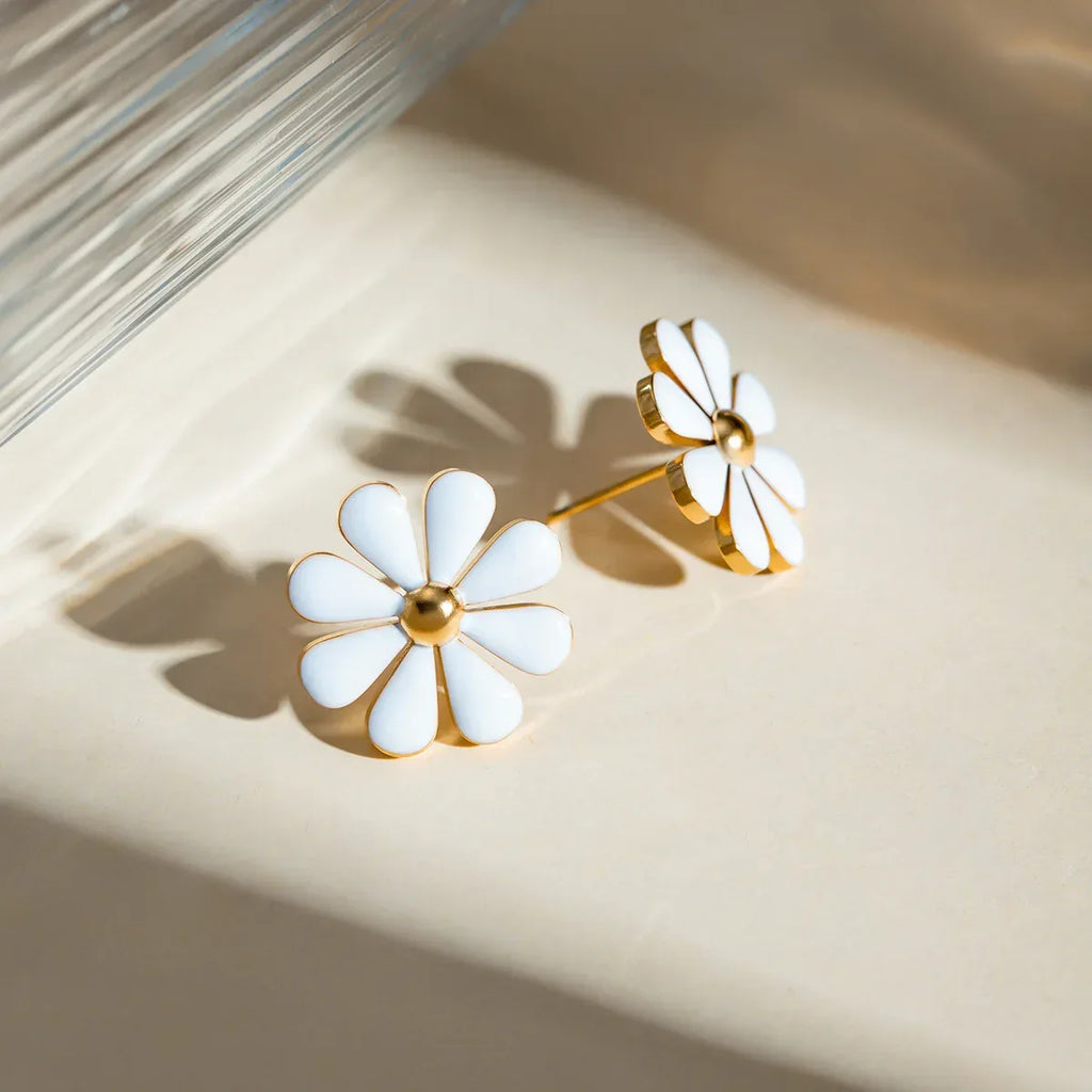 summer-18k-gold-stainless-steel-flower-earrings - Viexta