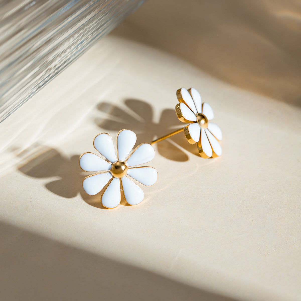 Summer 18K Gold Stainless Steel Flower Earrings