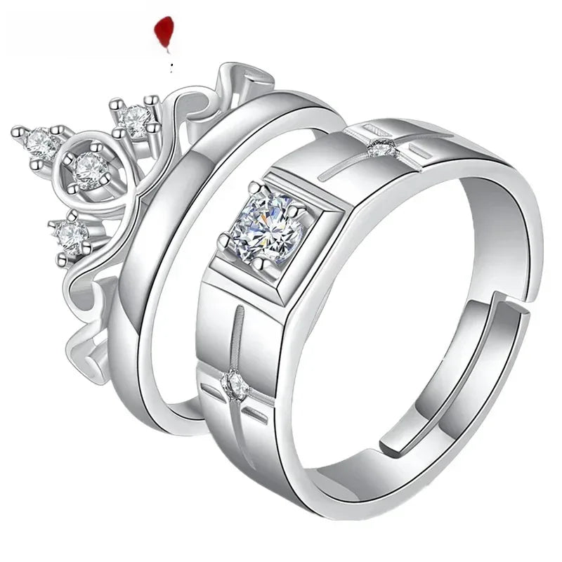 Crown Men's And Women's Diamond Couple Ring - Viexta