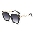 Retro Square Snake Pattern Temple Sunglasses - Viexta